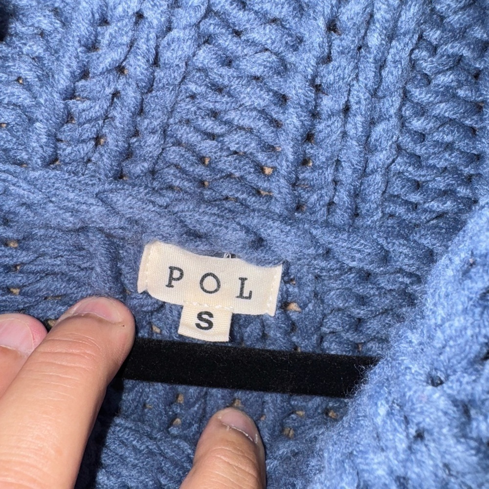 Pol oversized large cable knit sweater size small blue - Picture 3 of 4